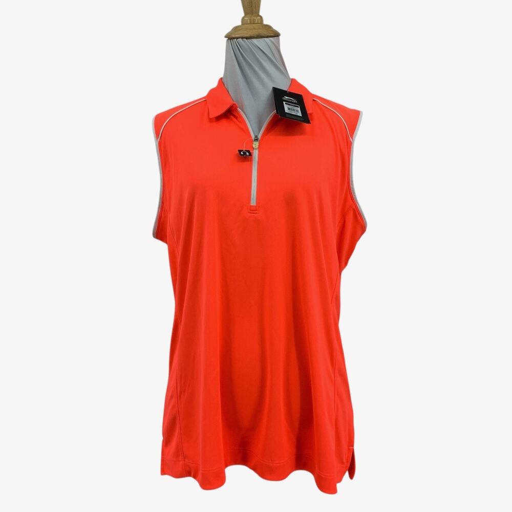 Slazenger Polo Shirt Womens XL Extra Large Neon Orange Tech Sleeveless Golf